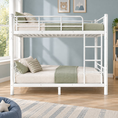 Lit superposé simple en métal TG pour l'espace pour adolescents et adultes, structure ronde en tube, blanc