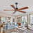 52 Inch Ceiling Fans And Remote, Wood Indoor Outdoor Ceiling Fan With Light For Patios Living Room Bedroom 5 Blades DC Motor Mid Century Modern Wooden Fan