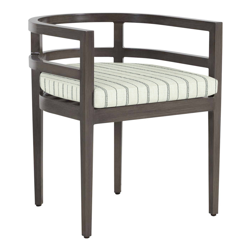 Santa Barbara Aluminum Patio Dining Armchair with Cushion, No Welt, Linen Forest