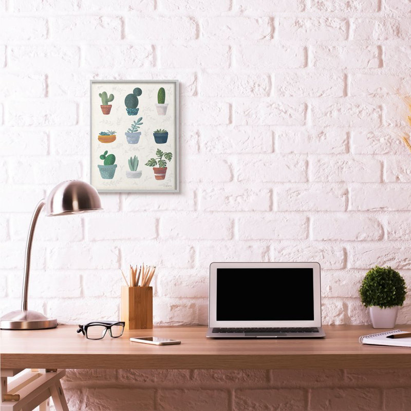 «Cute Succulent Design Chart», impression sur toile, H 20 po x l 16 po, Encadré gris