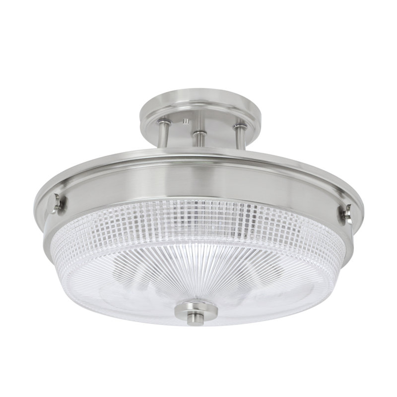 Plafonnier semi-encastré 3 lumières 13 po Cael, Nickel brossé