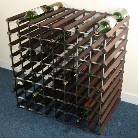 144 Bottle Floor Wine Bottle Rack, Dark Oak Stained Pine