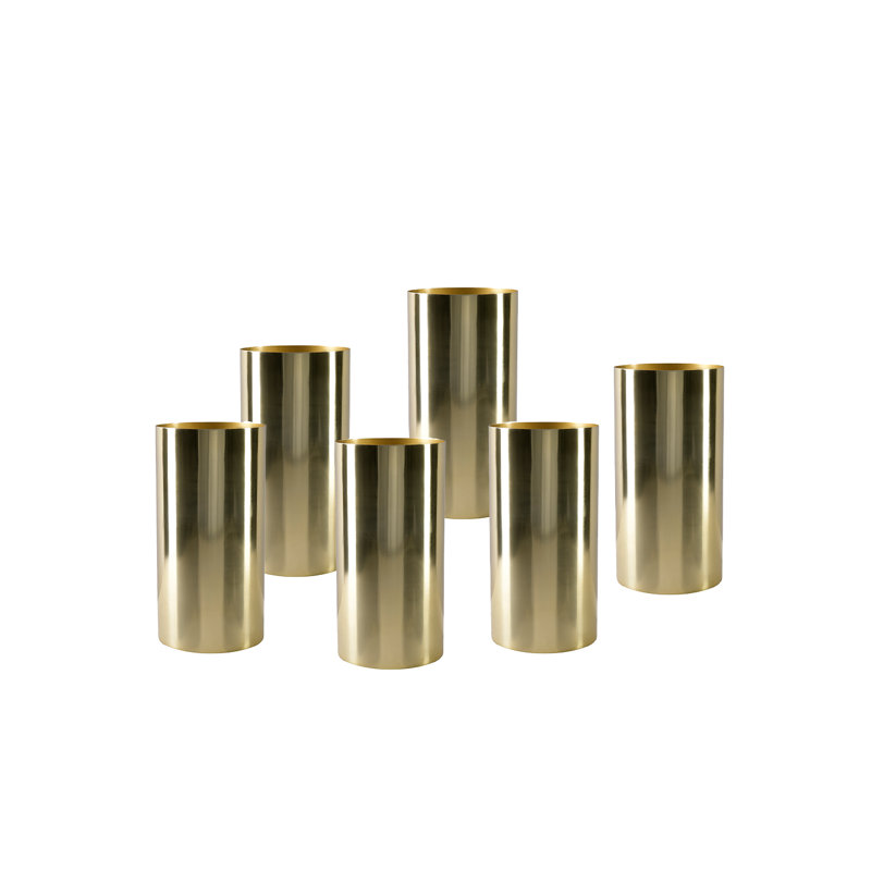 Everly Quinn Gold Cylinder Vase – Decorative Vase For Centerpieces, Long-Stemmed Floral Arrangements, Elegant Home, Event Decor, Pack Of 6
