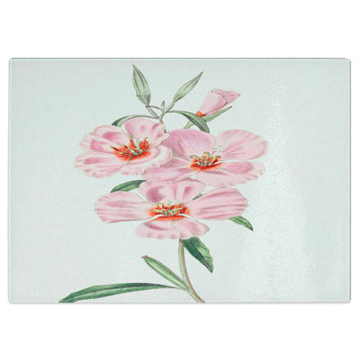 Tempered Glass Blooming Hibiscus Flowers Chopping Board