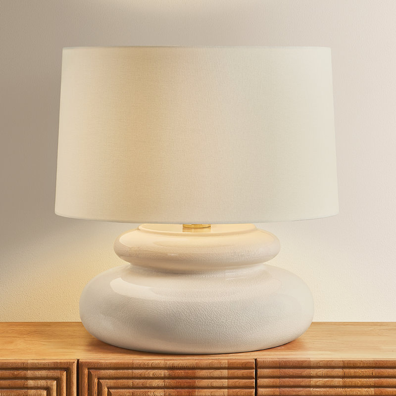 Lampe de Table 1 Lumière par Hilary Matt pour Mitzi, Laiton vieilli et beurre de céramique craquelé