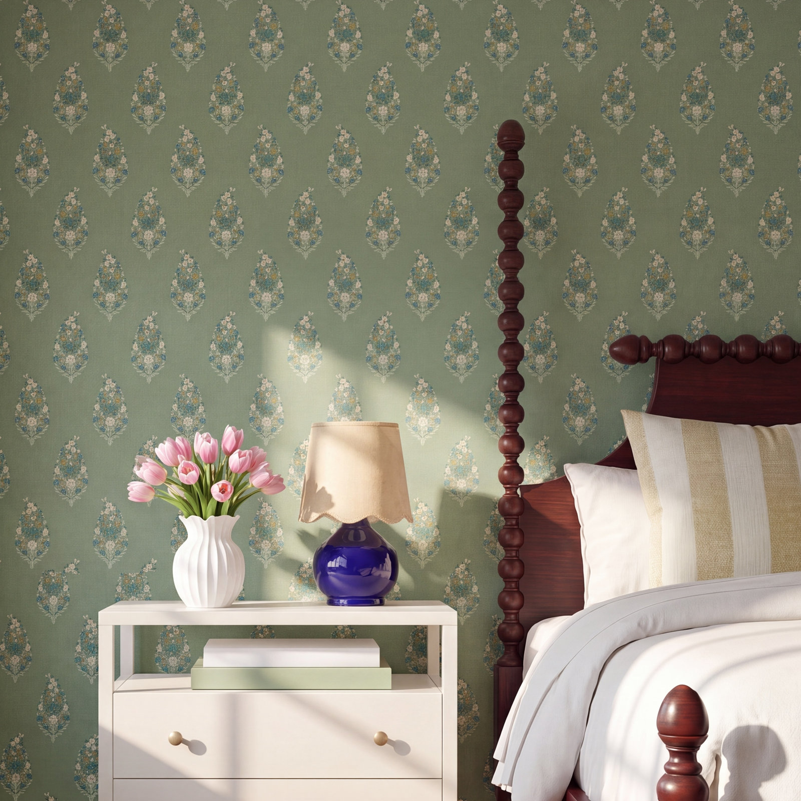 Paisley Wallpaper Double Roll, Green