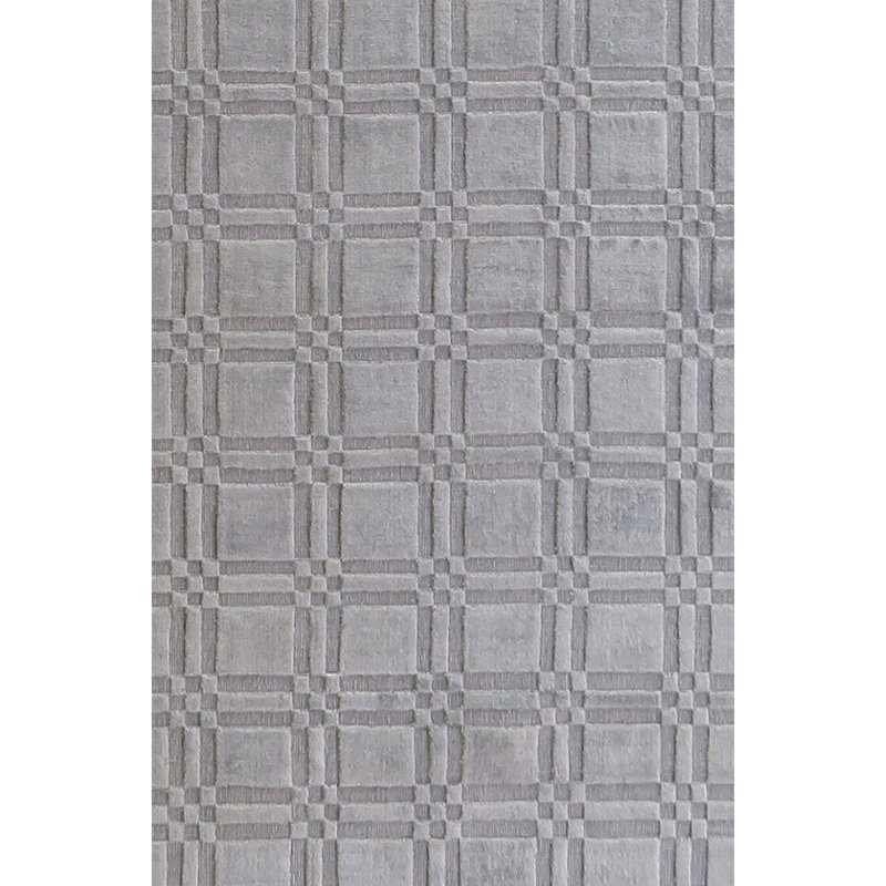 Linen Geometric Area Rug in Silver/Gray, Rectangle 9' x 12'