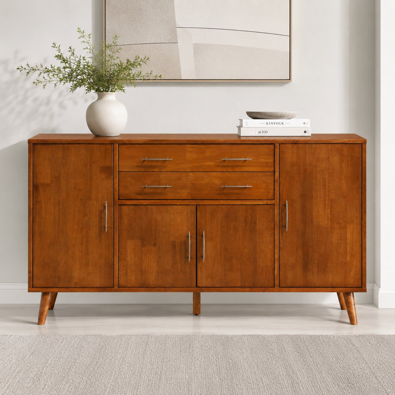 Imre 60" Mid-Century Modern Solid Wood Sideboard With Drawers
