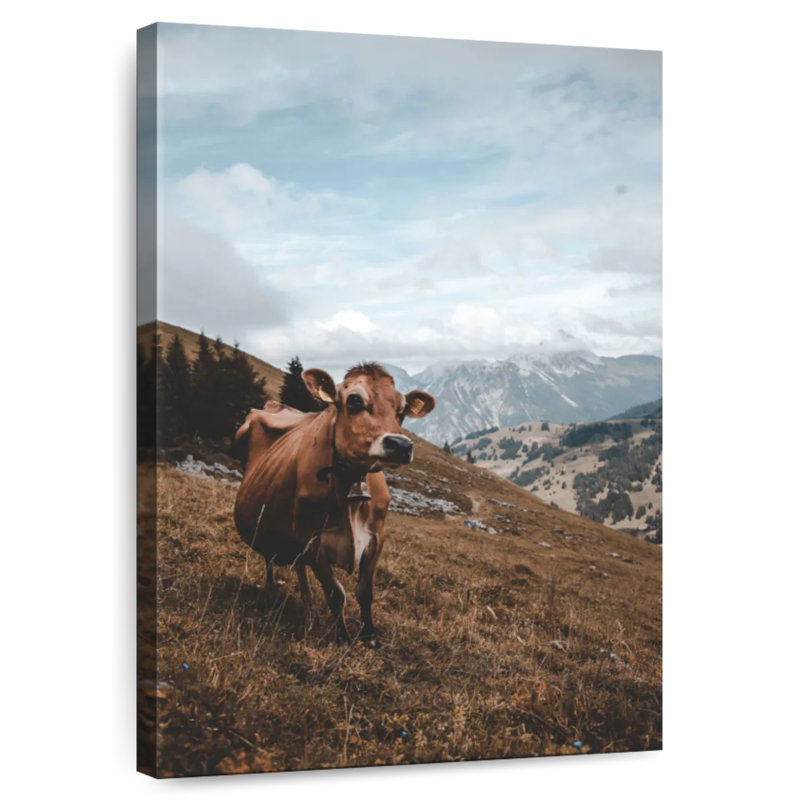 Brampt, vache simple sur une colline, H 39 po x l 26 po