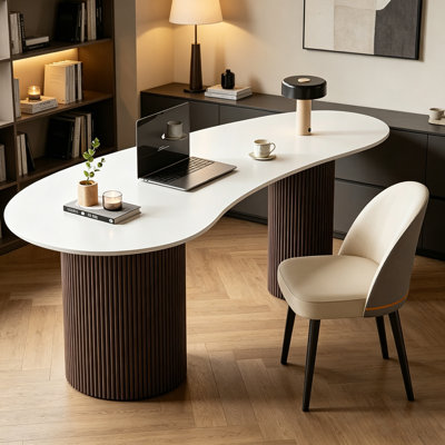 Modern Art Design Rock Slab Tabletop Iron Leg Desk