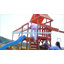 Portique de jeu extérieur en bois de cèdre 13 en 1 DOLPHIN PLAYGROUND, avec deux glissades, balançoire soucoupe, barres de singe et cabane, pour 3 à 12 enfants, pouvant supporter jusqu'à 200 kg.