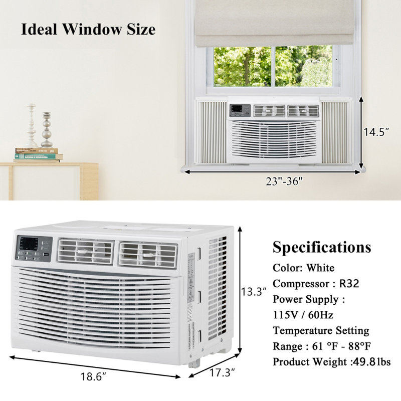 Climatiseur de fenêtre à connexion Wi-Fi Winado 10000 BTU avec télécommande incluse