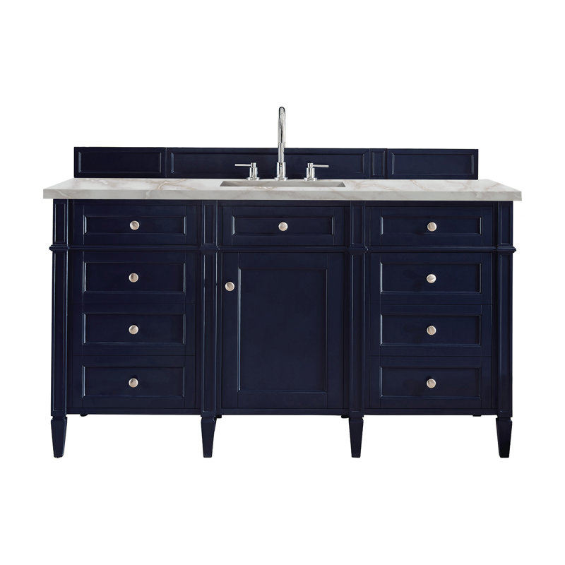 Brittany 60 in. Single Vanity, Victory Blue, Victorian Silver, 8" Widespread