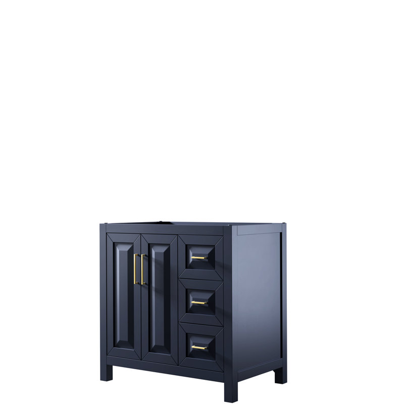 Daria 36'' W Single Vanity, White Marble, Dark Blue, Brushed Gold