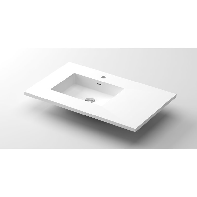 Dessus de meuble-lavabo à salle de bain simple 36 po left, Blanc mat