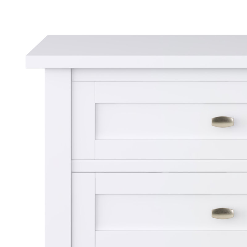 White Solid Wood 2-Drawer Bedside Nightstand