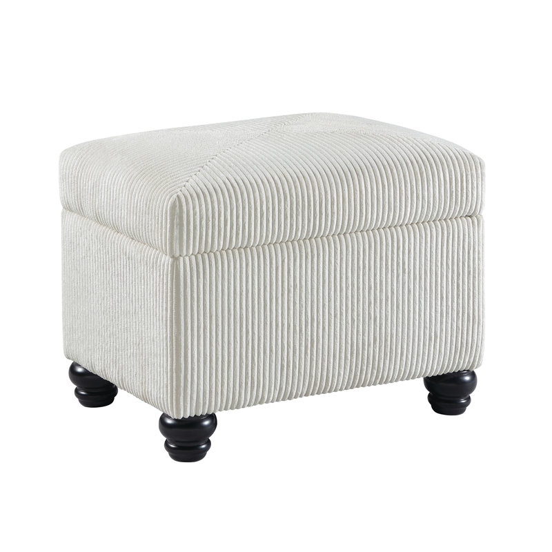 Cory 24" W Corduroy Storage Ottoman, Ivory