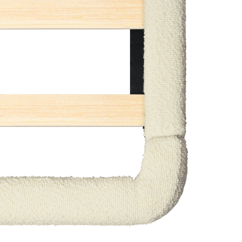 Base de lit tapissier avec tête de lit arrondie 51,4 po Hayden, Très grand californien, Beige