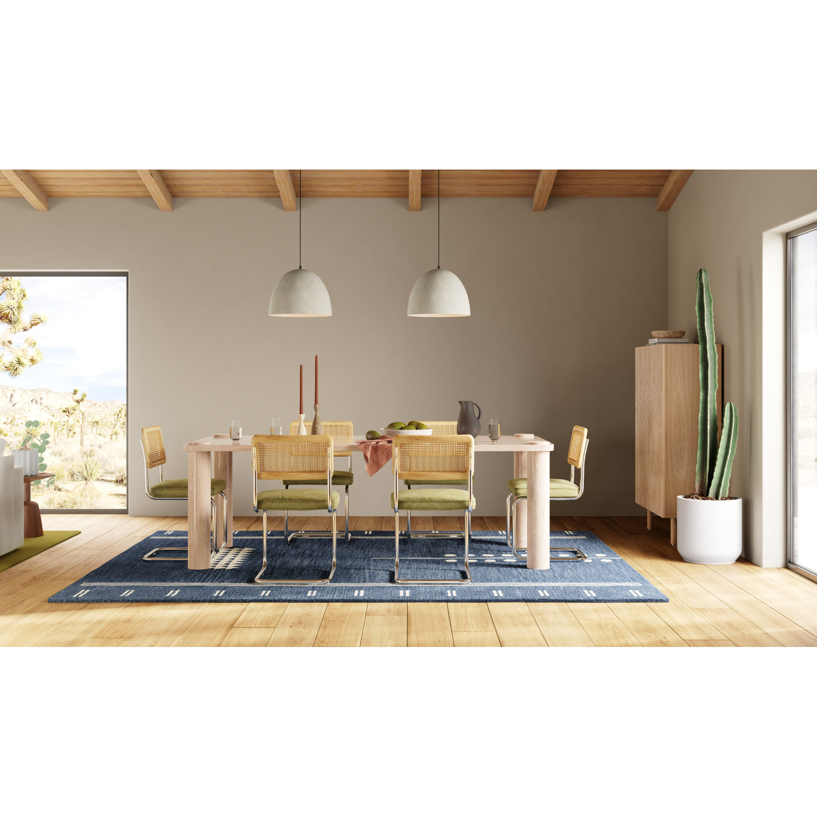 Sameer Navy Sand Hand-Tufted Wool Rug, Rectangle 9' x 12'