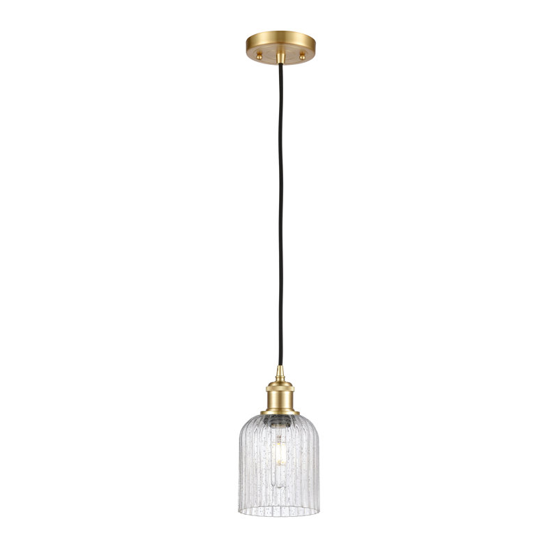 Luminaire suspendu 1 lumière Aalina, Or satiné, Granuleux