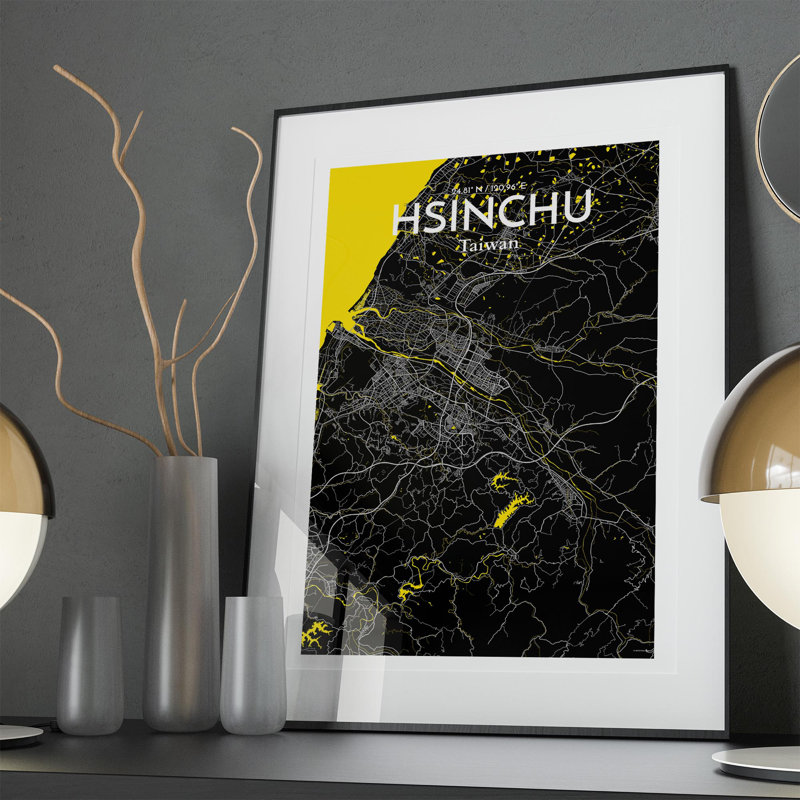 Hsinchu City Map In Times - No Frame Print, 36cm H x 24cm W x 0.05cm D