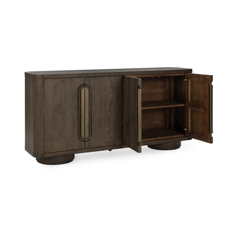 Tiber 74" Oak Veneer Wood Buffet Sideboard, Toasted Brown