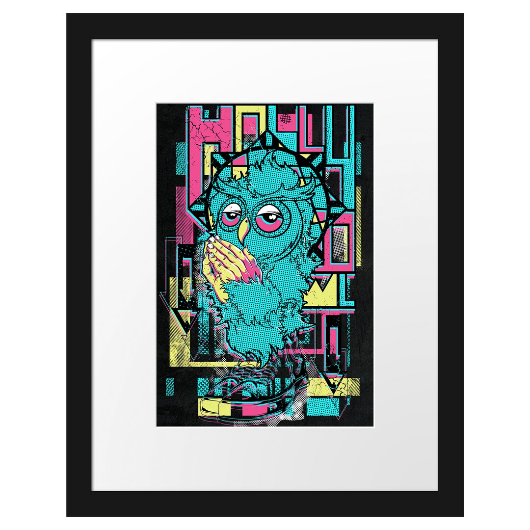 Gerahmtes Poster Owl Prayer Black