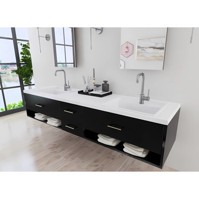 Base de meuble-lavabo double 81,5 po YU-Toronto-90MO, prête à installer