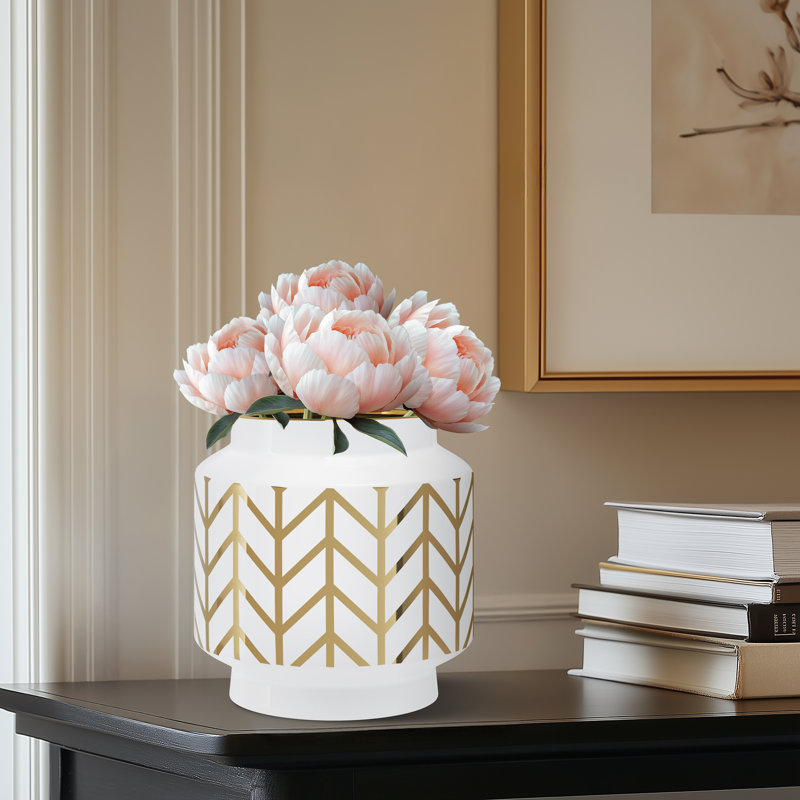 Vase en céramique 6 po, Blanc, H 6,5 po x l 6 po x P 6 po
