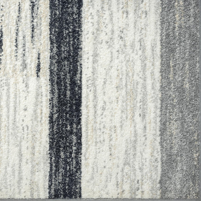 Gray/Ivory Geometric Farmhouse Area Rug, Rectangle 6' x 9'