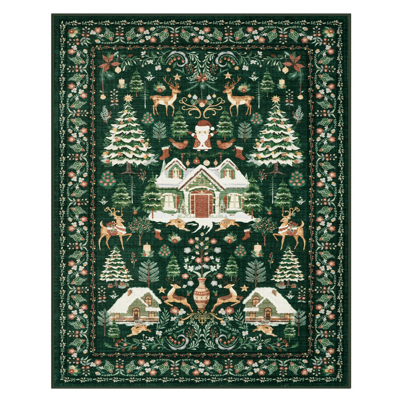 Tapis de Noël antidérapant de Noël, Rectangulaire 8 pi x 10 pi