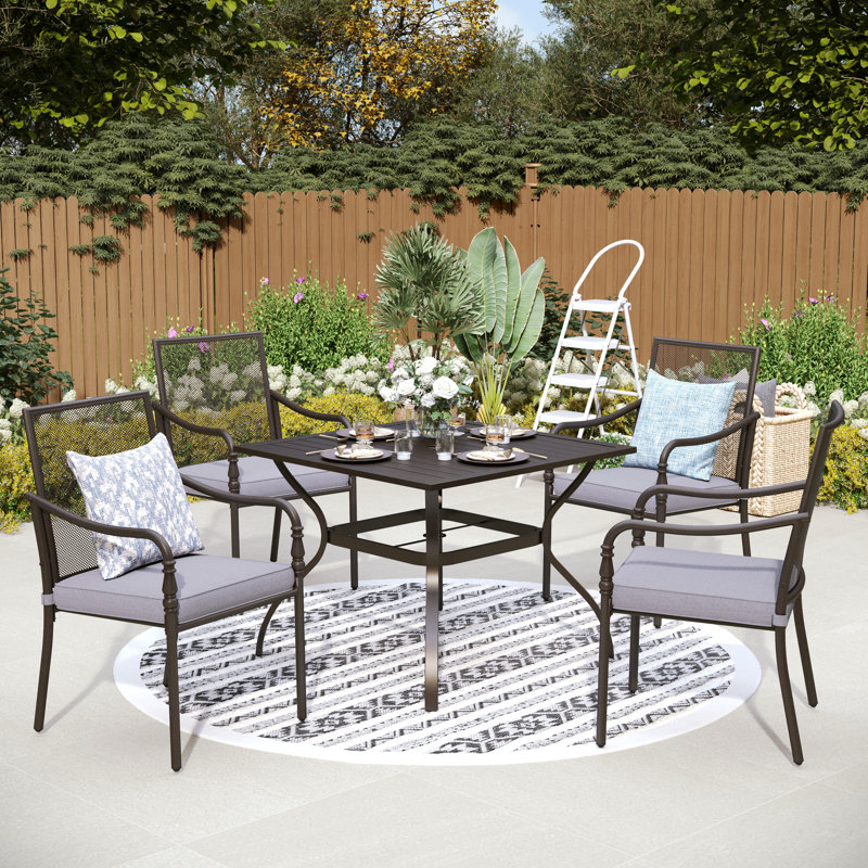 Ensemble repas d'extérieur pour 4 personnes avec chaises Asfand
