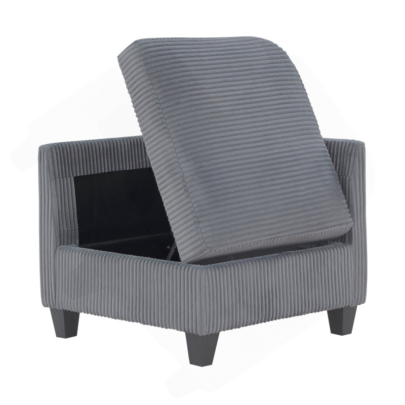 8-Piece Modular Sectional With Storage Seats, Dark Gray Corduroy