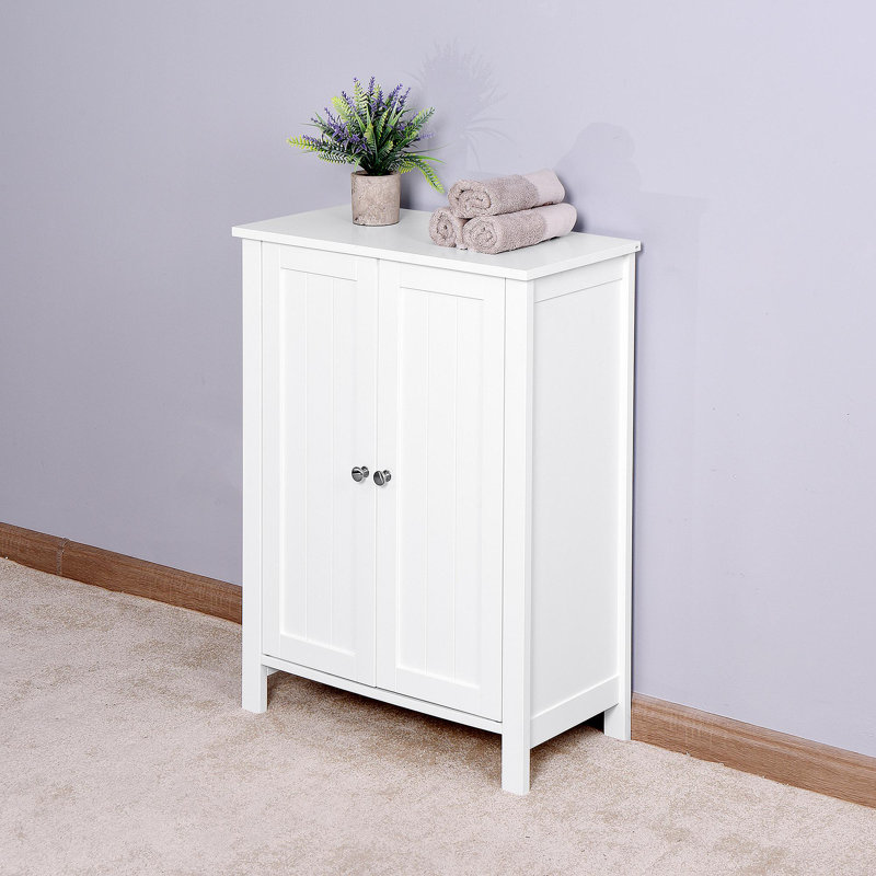Armoire de rangement pour salle de bain avec tablette réglable à double porte, blanc