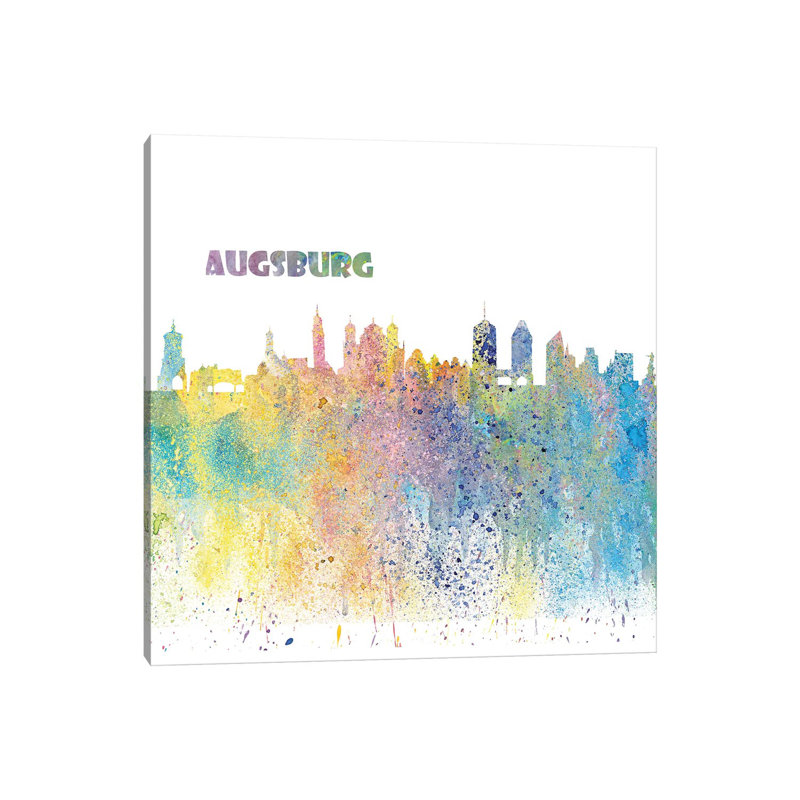 Augsburg Germany Skyline Impressionistic Splash by Markus & Martina Bleichner - Wrapped Canvas Gallery-Wrapped Canvas Giclée