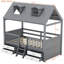 Structure de lit simple - lit plateforme simple en bois massif, lit pour enfant gris, aucun sommier nécessaire-2123178198-2123178199