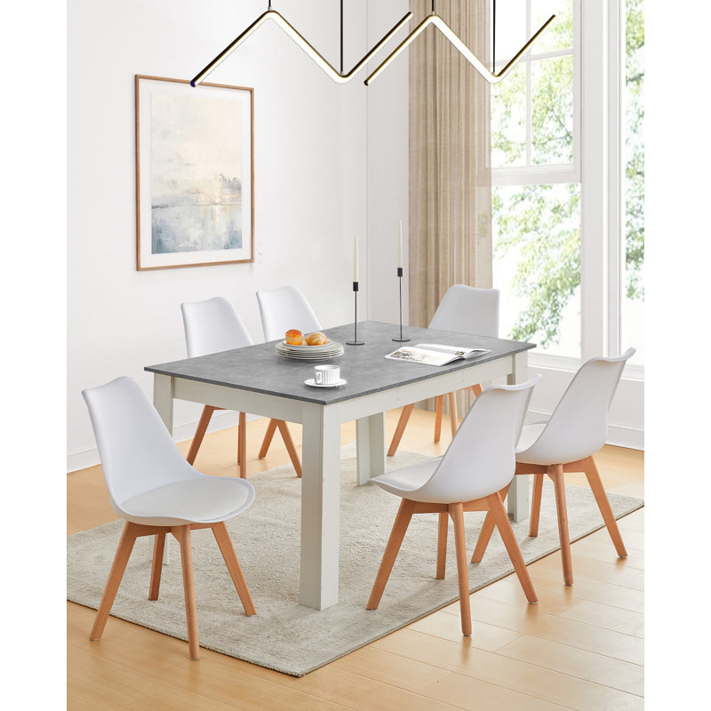 120X80x75cm/ 138x90x75cm Dining Table, Greywhite, 75cm H x 138cm W x 90cm D