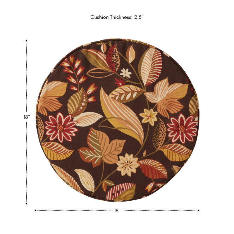 Outdoor Round Dining Chair Seat Pad, Timberland Floral