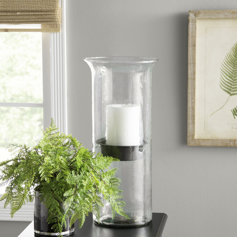  Cylindre de bougie en verre original avec insert rustique - grand, H 19 po x l 7 po x P 7 po