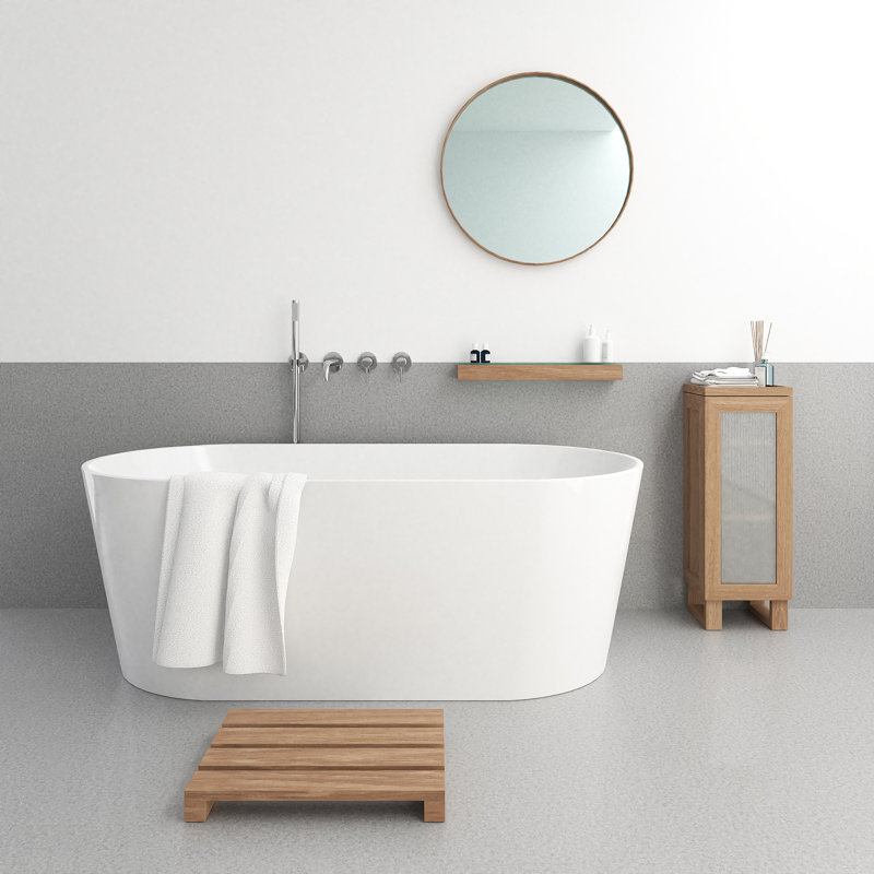 Belinda Solid Wood Shower Mat, Natural Oak