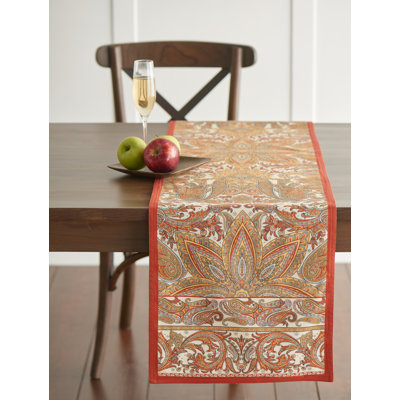 Maison d'Hermine  Kashmir Paisley 100% Cotton Table Runner - Double Layer - 14.5" x 108"