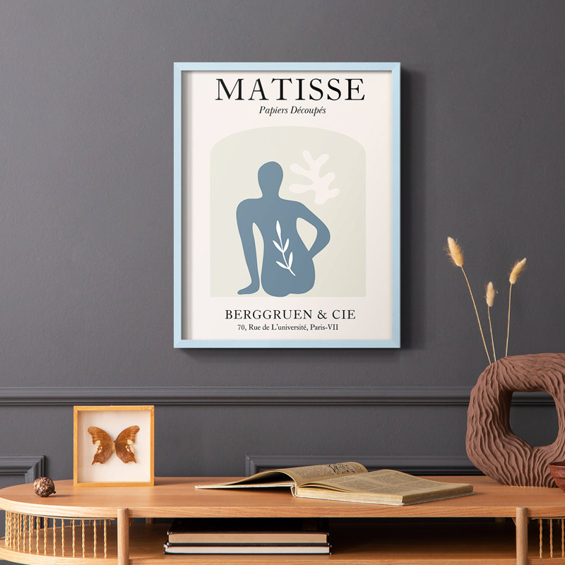Matisse DVII, reproduction encadrée - bois massif, H 10 po x l 8 po, Bleu