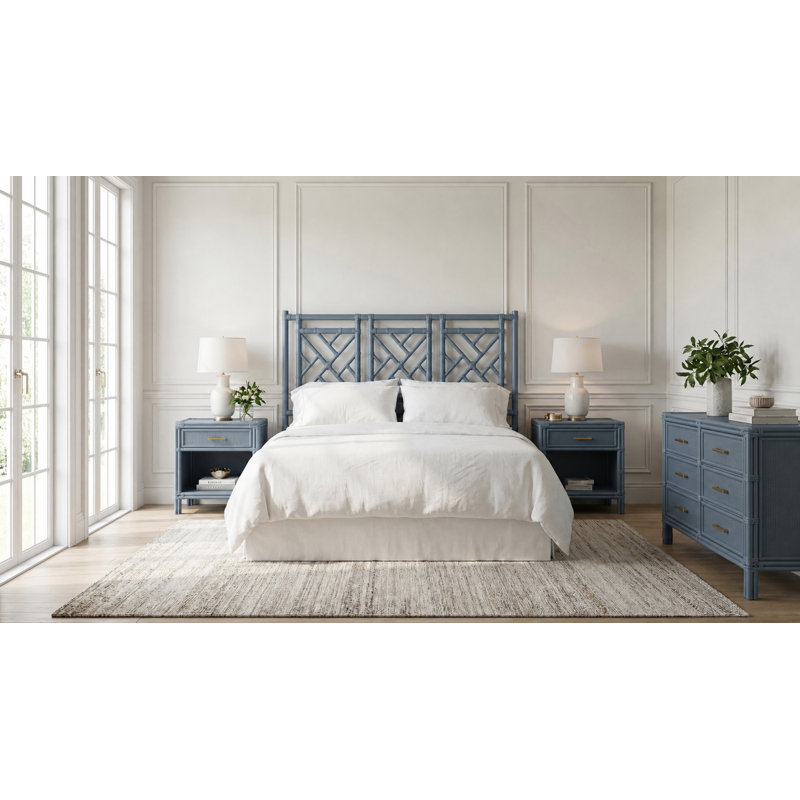 Lit plateforme Chippendale, Bleu régate, Lit double