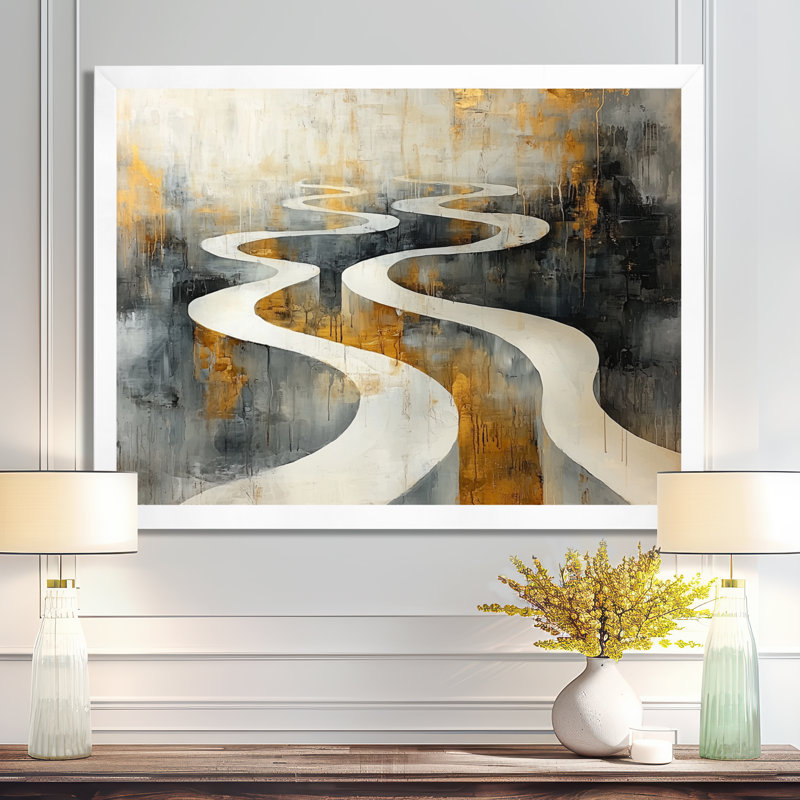 Sentiers éphémères d'art optique - impressions d'art Op, Reproduction encadrée d'une seule photo, H 16 po x l 32 po, Blanc