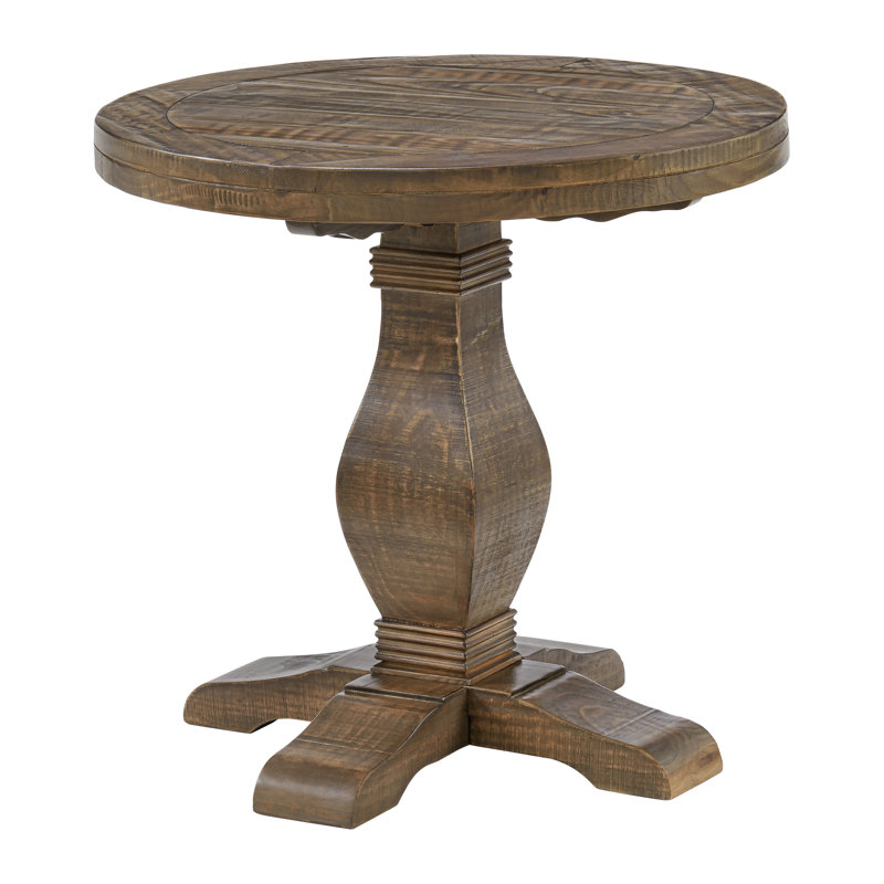 Sarcoline Solid Wood Round Pedestal End Table, Reclaimed Natural