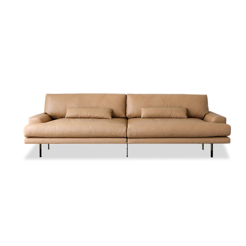 Canapé modulaire en cuir véritable Camel, 31.5" H x 86.61" W x 37.4" D, Chameau