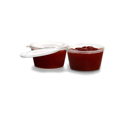 Tasses à portion en plastique 4 oz avec couvercle à charnières Ecoqualité - pour les sauces, les échantillons, la boue, le gelée et le rangement des aliments (100)
