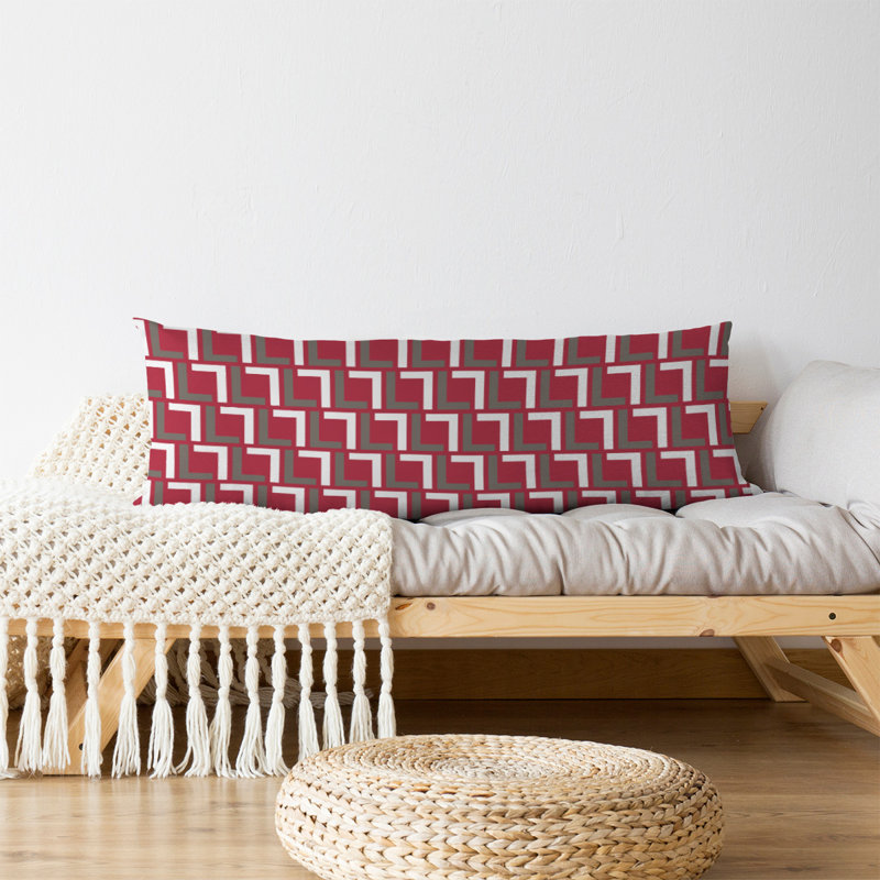 Polyester Medium Pillow, Red/Pewter/White, Microfiber
