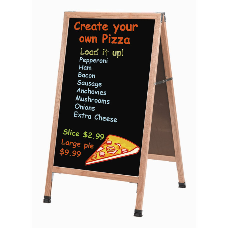 A-Frame Sidewalk Chalkboard, Clear Lacquer, 3' 6" H x 2' W