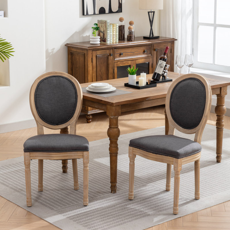 Chaises de salle à manger rembourrées Duke, Gris foncé